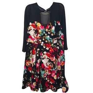 Torrid 2X Mini Scuba Illusion Neck Floral Dress